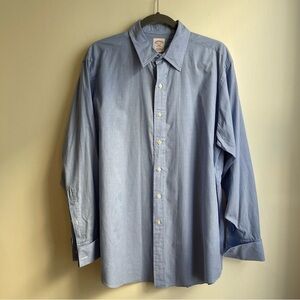 Brooks Brothers 346 Regular Fit Shirt 16.5 x 34 Cotton Blue Check French Cuff